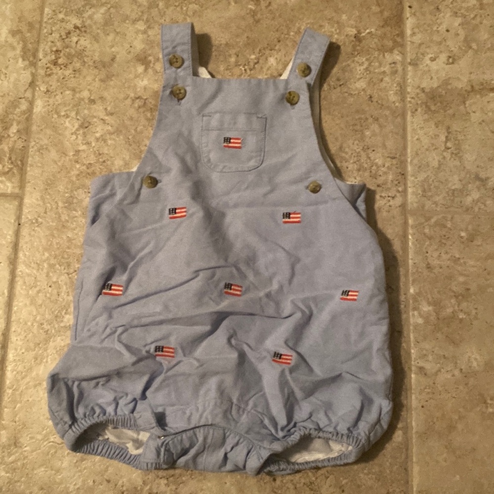 Janie and Jack flag bubble outfit blue with flags 6-12 months